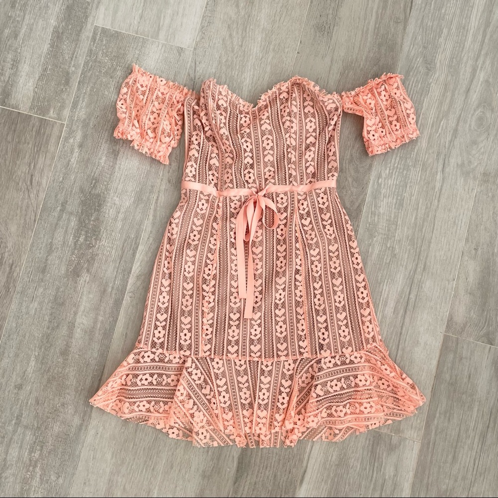 For Love & Lemons peach lace mini